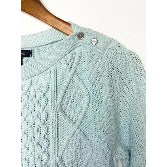 LANDS' END Lofty Sun Blue Heather Shine Boatneck Sweater Sz XS $69 - Picture 3 of 4